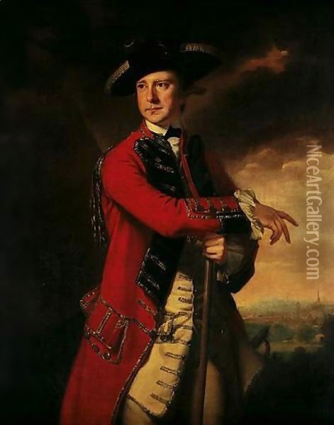 Portrait Of An Officer Oil Painting - Josepf Wright Of Derby