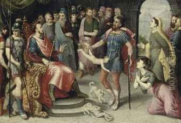 The Judgment Of Solomon Oil Painting - Frans I Vriendt (Frans Floris)