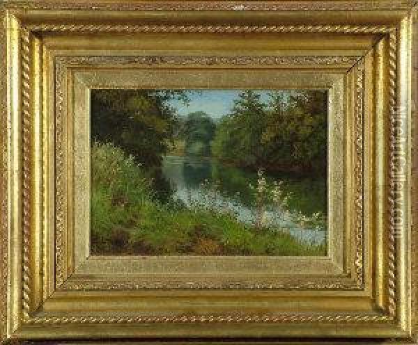 The Bank Of The Derwent At Duffield, Derbyshire Oil Painting - Enoch Crosland