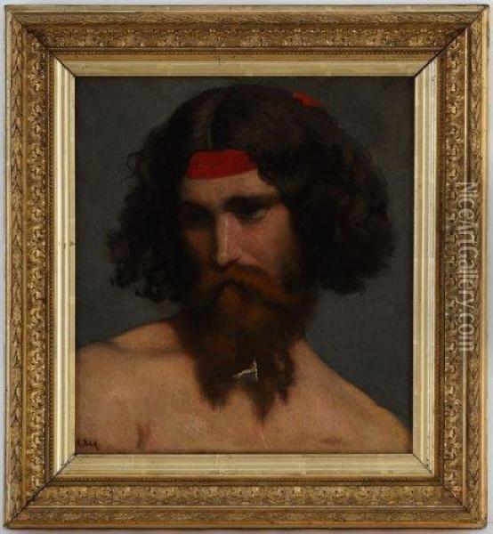 Etude De Visage D'homme Oil Painting - Auguste Bachelin