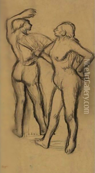 Deux Danseuses En Maillot Oil Painting - Edgar Degas