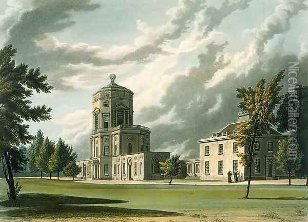 Exterior of The Astronomical Observatory, illustration from the History of Oxford, engraved by Joseph Constantine Stadler (fl.1780-1813) pub. by R. Ackermann, 1813 Oil Painting - William Westall