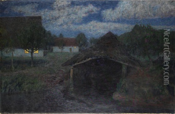 Mondnacht Iii - Seehausen Oil Painting - Fritz Overbeck