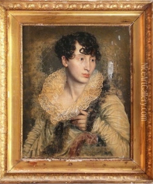 Portrait De Jeune Femme Oil Painting - Georges Rouget