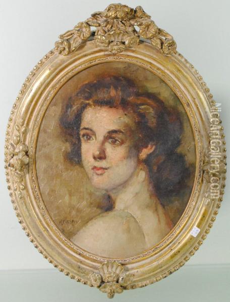 Portrait De Dame Oil Painting - Adolphe Crespin