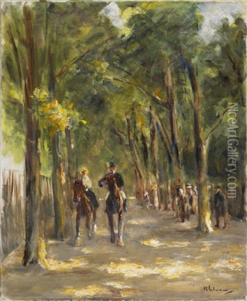 Allee Mit Zwei Reitern, Rechts Passanten Oil Painting - Max Liebermann