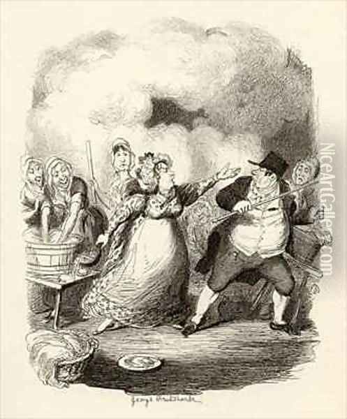 Mr Bumble degraded in the eyes of the paupers Oil Painting - George Cruikshank I