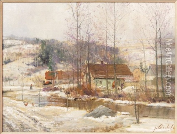 Winter Scene Oil Painting - Iaro Prochazka