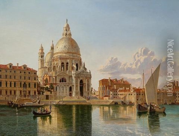 A View Of Santa Maria Della Salute, Venice Oil Painting - William H. Burnett