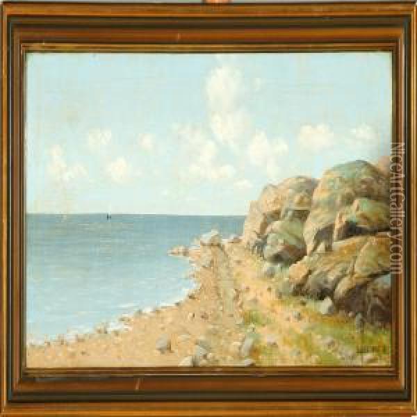 Coastal Scenery Withcliffs Oil Painting - Lauritz B. Holst