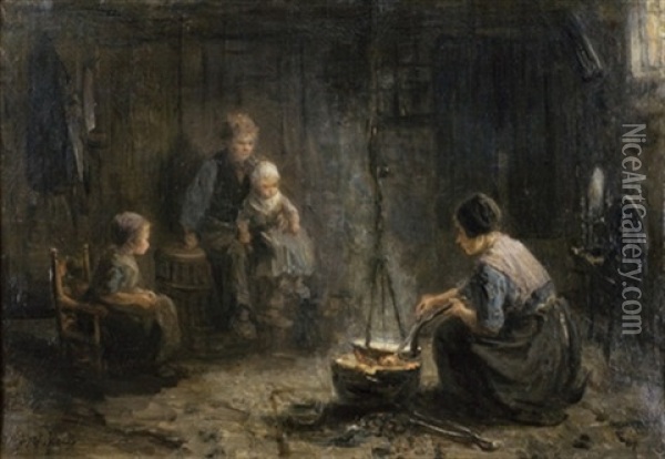 Family Oil Painting - Jozef Israels