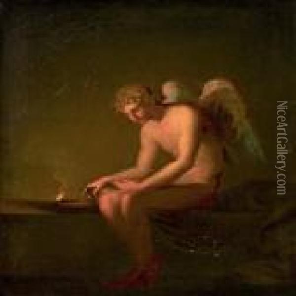 An Angel By The Lamp Oil Painting - Nicolas-Abraham Abilgaard
