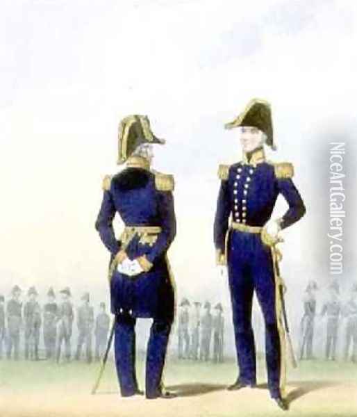 Flag Officers plate 4 from Costume of the Royal Navy and Marines Oil Painting - L. and Eschauzier, St. Mansion