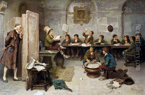 L'instituteur Absent Oil Painting - Francesco Bergamini