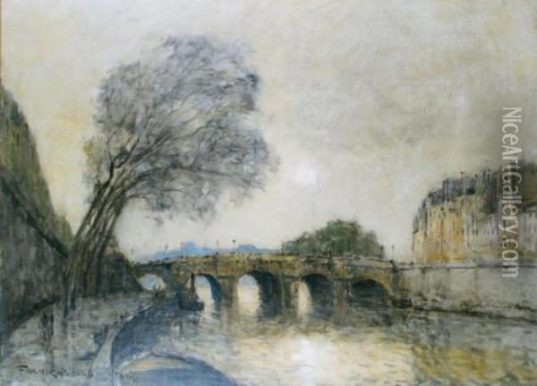 Paris, Le Pont Neuf Et L'ile De La Cite Oil Painting - Frank Myers Boggs