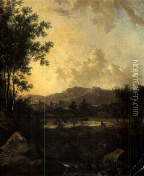 Sudliche Landschaft Mit Bach Im Vordergrund Oil Painting - Frederick De Moucheron