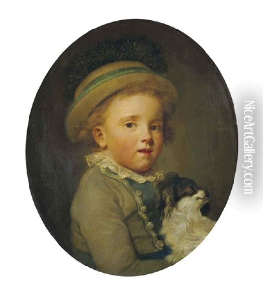 L'enfant Au Petit Chien Oil Painting - Francois Hubert Drouais