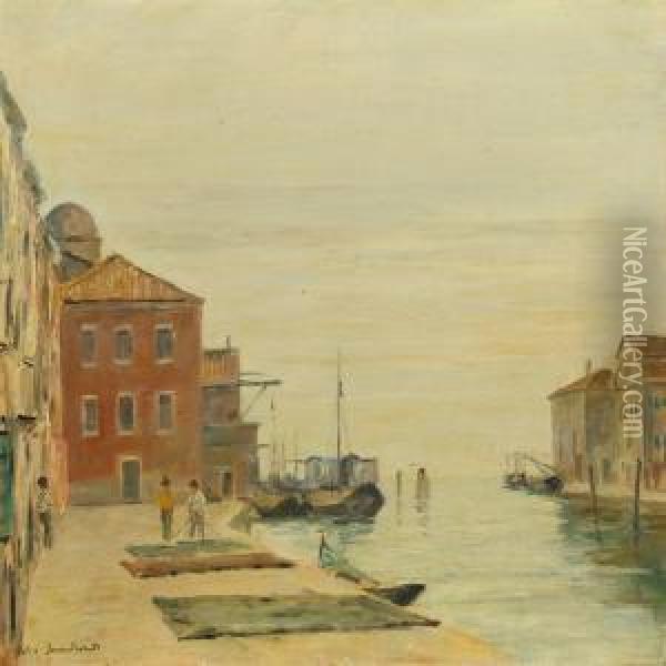Kanal I Venezia Oil Painting - Johan Gudmann Rohde