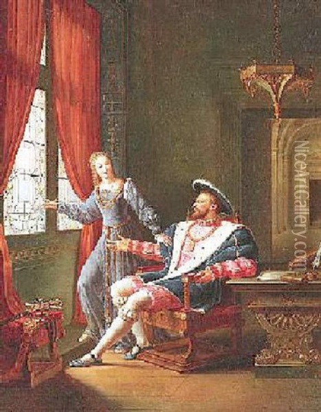 Franz I. Und Diane Von Poitiers Oil Painting - Alphonse-Appollodore Callet