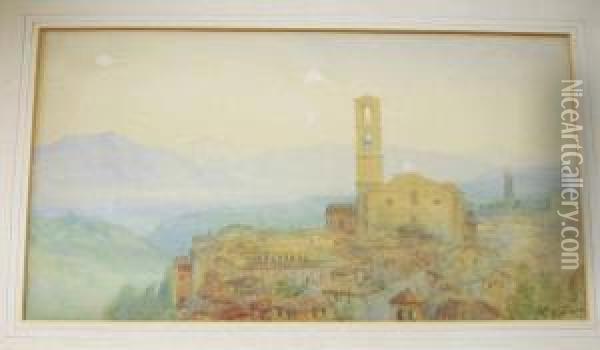 Italian Townscape, Watercolour Drawing Oil Painting - Alexander Wallace Rimington
