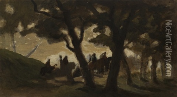 Cavaliers Dans La Foret Oil Painting - Honore Daumier