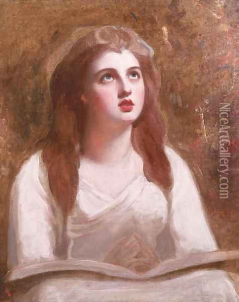 Study for a Portrait of Lady Hamilton as St. Cecilia, c.1785 Oil Painting - George Romney