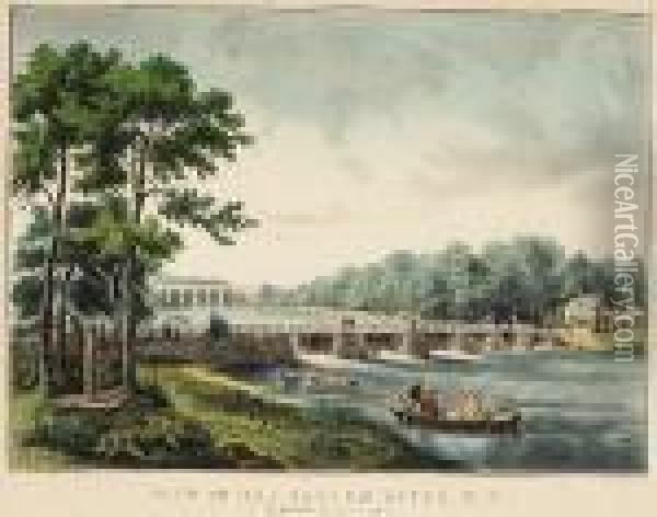 View On The Harlem River, N.y.: The Highbridge In The Distance Oil Painting - Currier & Ives Publishers