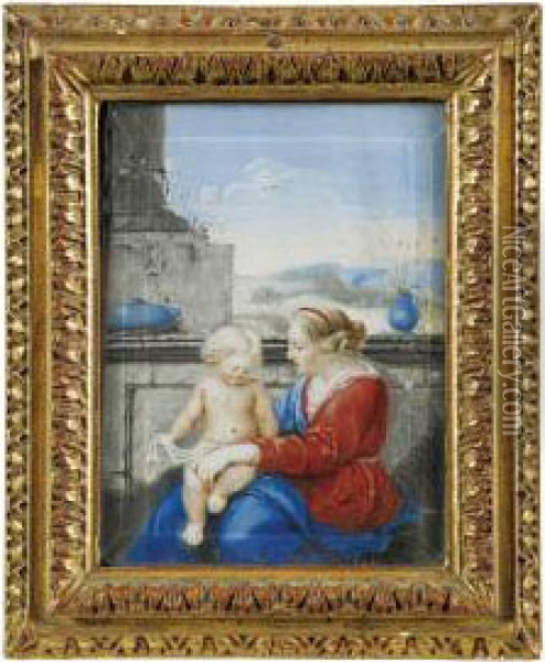 La Vierge A L'enfant Oil Painting - Joseph Ii Werner