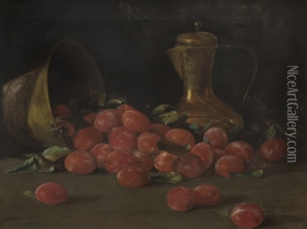 Still Life With Plums Oil Painting - Adam Lehr