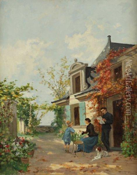 La Lecture Dans Le Jardin Oil Painting - Fernand Lutscher