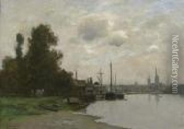 Le Port De Rouen Oil Painting - Charles Lapostolet
