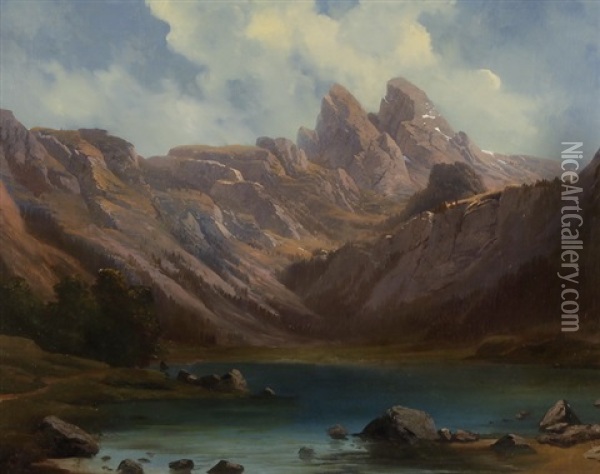 Gebirgslandschaft Oil Painting - Franz Adolf Christian Mueller