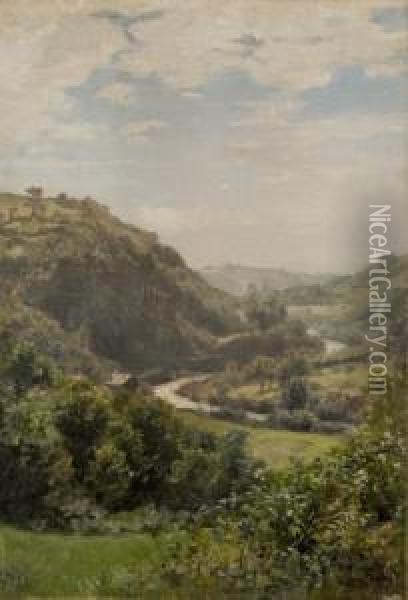 Sommerliche Flusslandschaft Oil Painting - Hermann Pohle