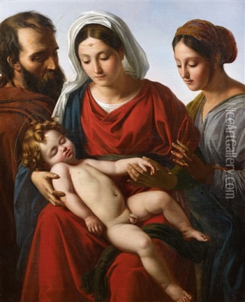 Sainte Famille Oil Painting - Sebastien Norblin de La Gourdaine