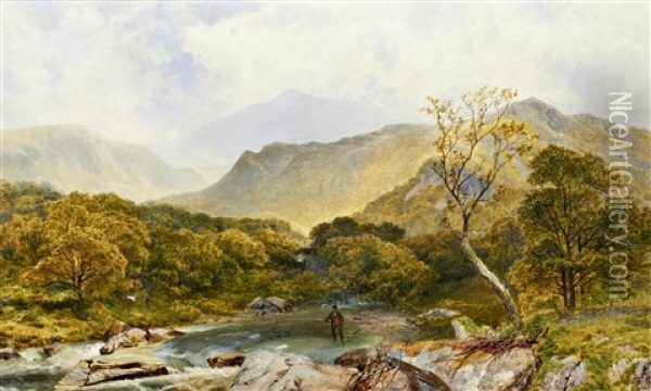 The Lledr Valley Looking Towards Moel Siabod Oil Painting - James Peel