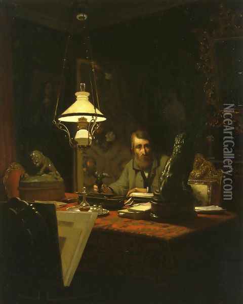 Alfred Bruyas in His Study Oil Painting - Edouard-Antoine Marsal