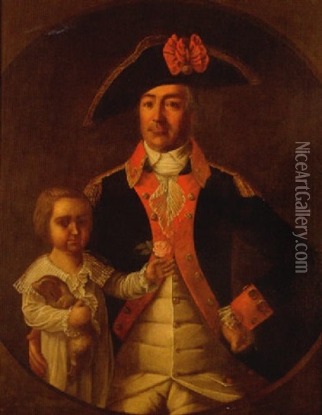 Portrait Of Captain Julien Vienne And Son Julien George Vienne Oil Painting - Jose Francisco Xavier de Salazar y Mendoza