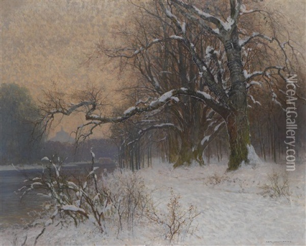 Prater Heustadlwasser, Im Hintergrund Die Rotunde Oil Painting - Karl Ludwig Prinz