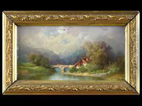 Flusslandschaft Bei Ramsau Oil Painting - Gustav Eichhorn