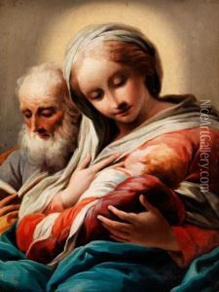 Maria Mit Dem Kind Und Joseph Oil Painting - Domenico Pedrini