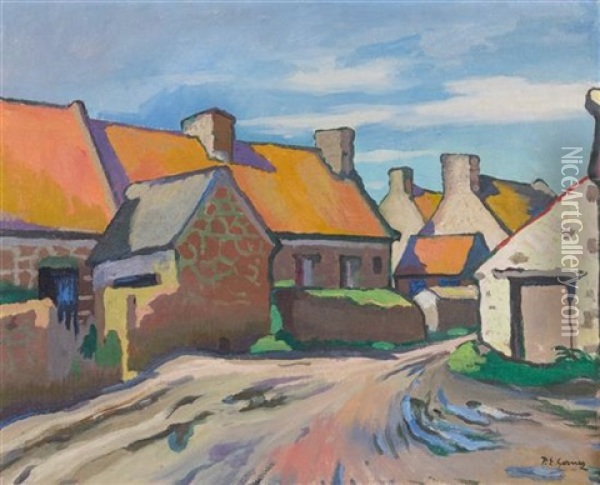 Rue De Village Et Maisons Bretagne Oil Painting - Paul Elie Gernez