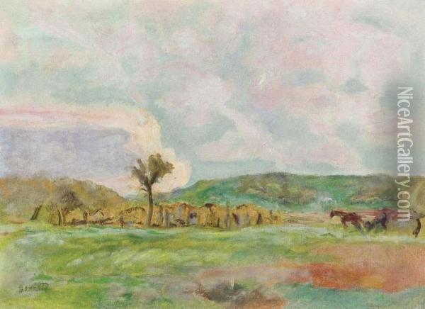 Paysage Et Laboureur Oil Painting - Pierre Bonnard
