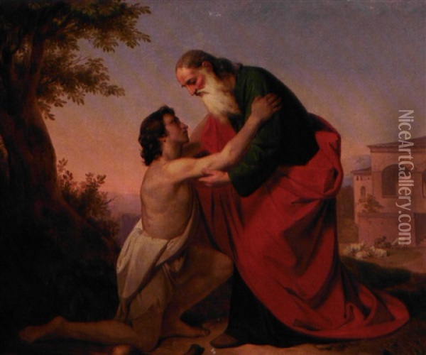 Den Barmhjertige Samaritan Oil Painting - Melchior Paul Von Deschwanden