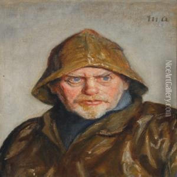 Portait Of A Fisherman From Skagen Oil Painting - Michael Ancher