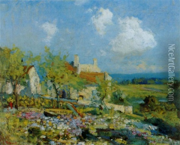 Landschaft Mit Blick Auf Haus Und Garten Oil Painting - Jean Remond