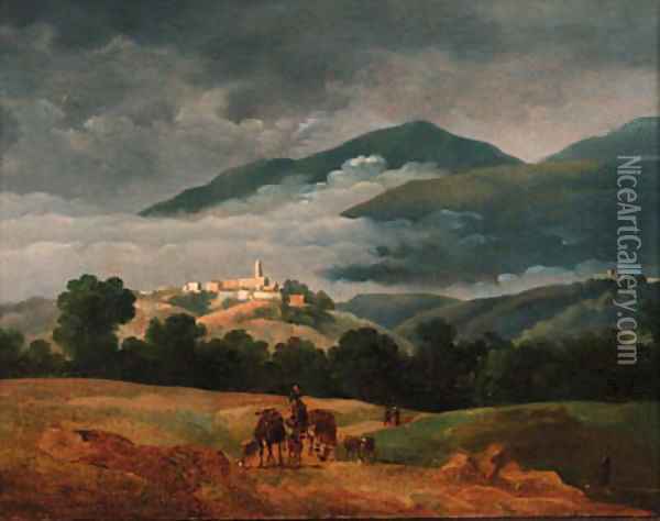 A neatherd and his cattle in a mountainous landscape Oil Painting - Jean-Joseph-Xavier Bidauld