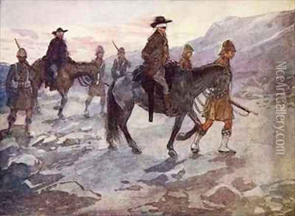 The Boer leaders were blindfolded and guarded by soldiers of the Black Watch Oil Painting - A.S. Forrest