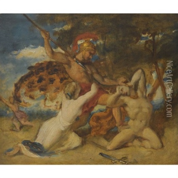 Woman Pleading For The Vanquished (study For The Combat) Oil Painting - William Etty