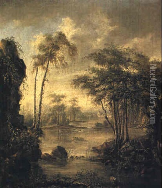 Romantiskt Landskap Oil Painting - Elias Martin