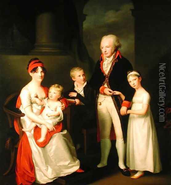 Marc Andre Souchay 1759-1814 and His Family Oil Painting - Friedrich Carl Groger